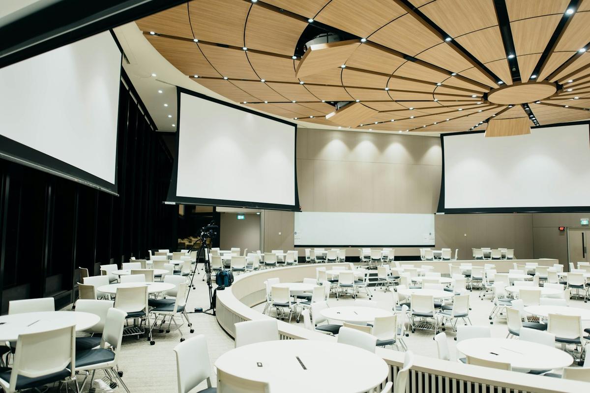 Conference hall set up for an event